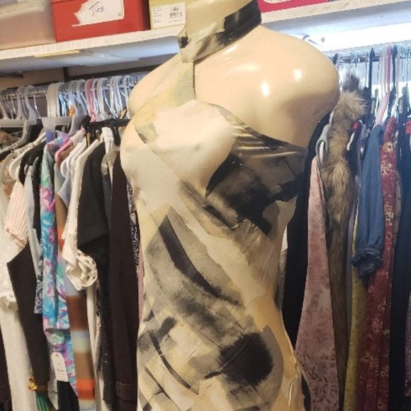 Free People Black, White, and Cream Abstract Gown NWT Size M - Picture 6 of 8